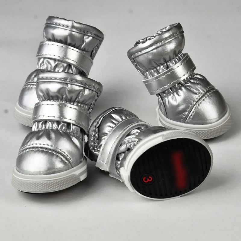 Warm Pet Dog Shoes For Autumn Winter Fleece Puppy Shoes Waterproof
