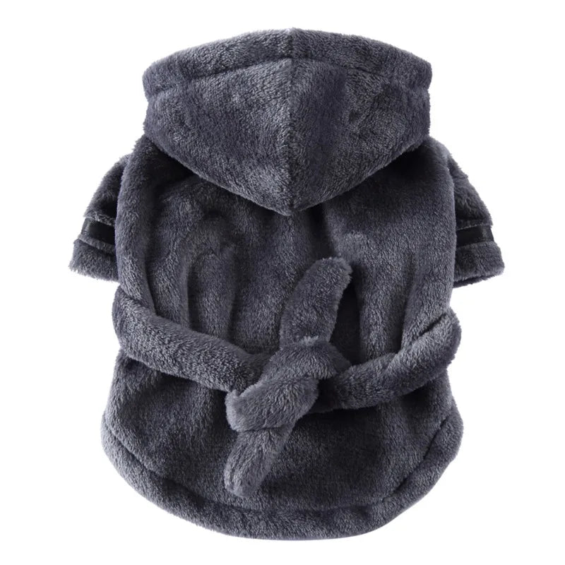 Bathrobe with Hooded Dog Pajamas Bath Drying Towel Clothes