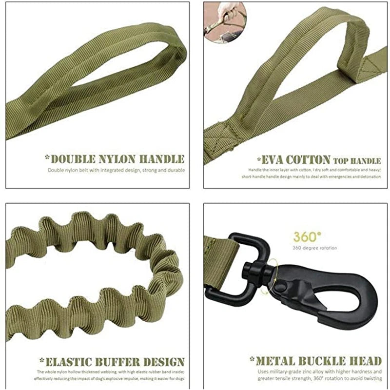 Durable Tactical Dog Collar Leash Set Adjustable Medium Large Dog