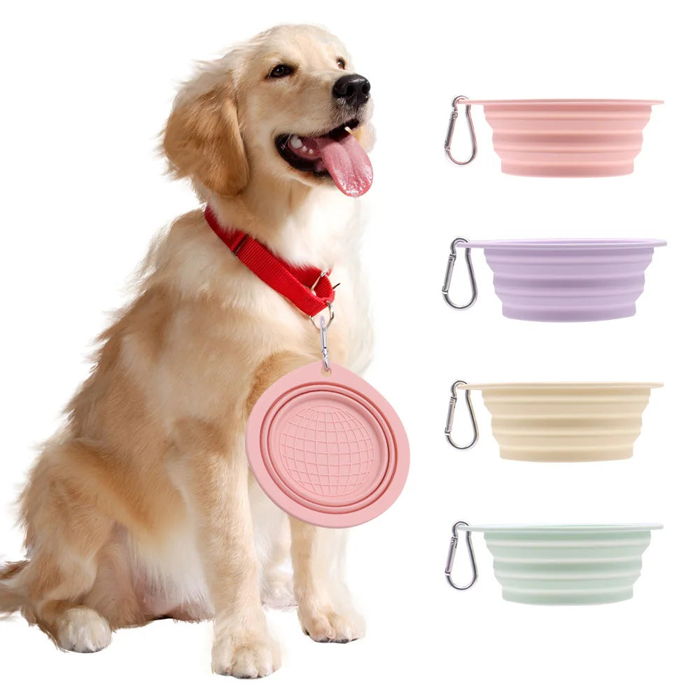 - Pet Travel Water & Food Bowl Collapsible Feeding Dish for Dogs Outdoor Camping Hiking