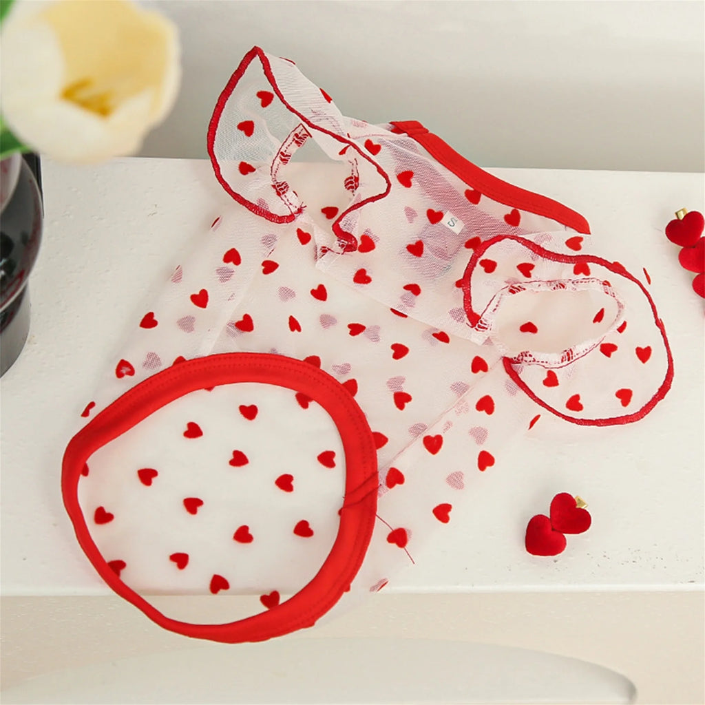 Adorable Puppy Tank Top with Polka Dot Pattern and Ruffle Sleeves for Small Breeds