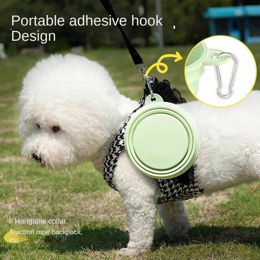 350ml  Pet Outing Portable Foldable Dog Cat Food Bowl  Carabiner
