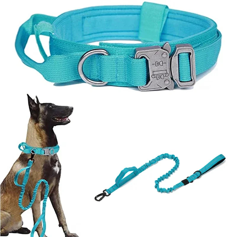 Durable Tactical Dog Collar Leash Set Adjustable Medium Large Dog