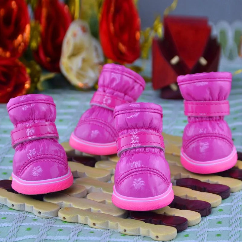 Warm Pet Dog Shoes For Autumn Winter Fleece Puppy Shoes Waterproof