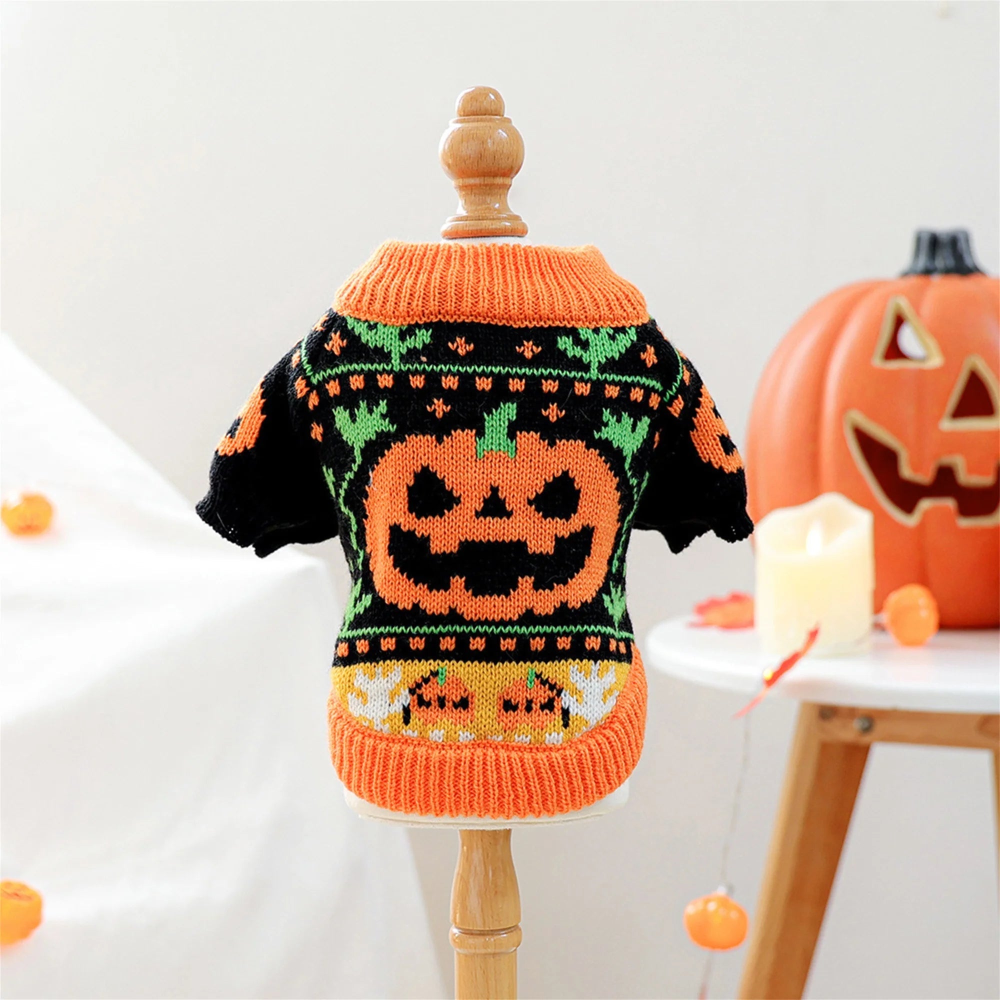 Pumpkin Knitted Sweater Small Dog Cat Outfit