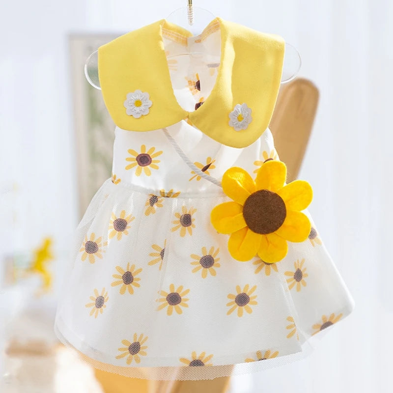 Princess Mesh Puppy Dog Summer Dress Bow Lace