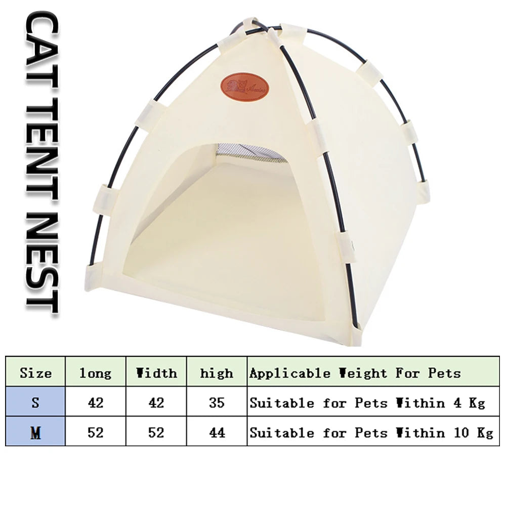 Foldable Pet Tent Bed Cats House Warm Cushions Four Seasons Universal Cat and Dog Pets Nest Cool Mat Outdoor Portable Breathable