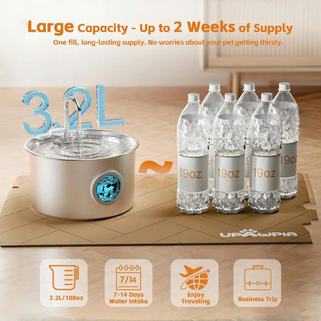 Stainless Steel , 108oz Pet Fountain Dispenser Automatic for Inside Dog Cats.
