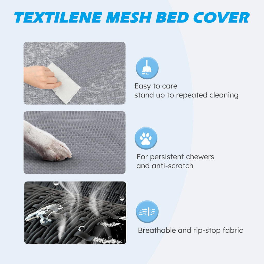 Cooling Raised Pet Cot with Chew Proof Washable Breathable Mesh and Metal Frame,