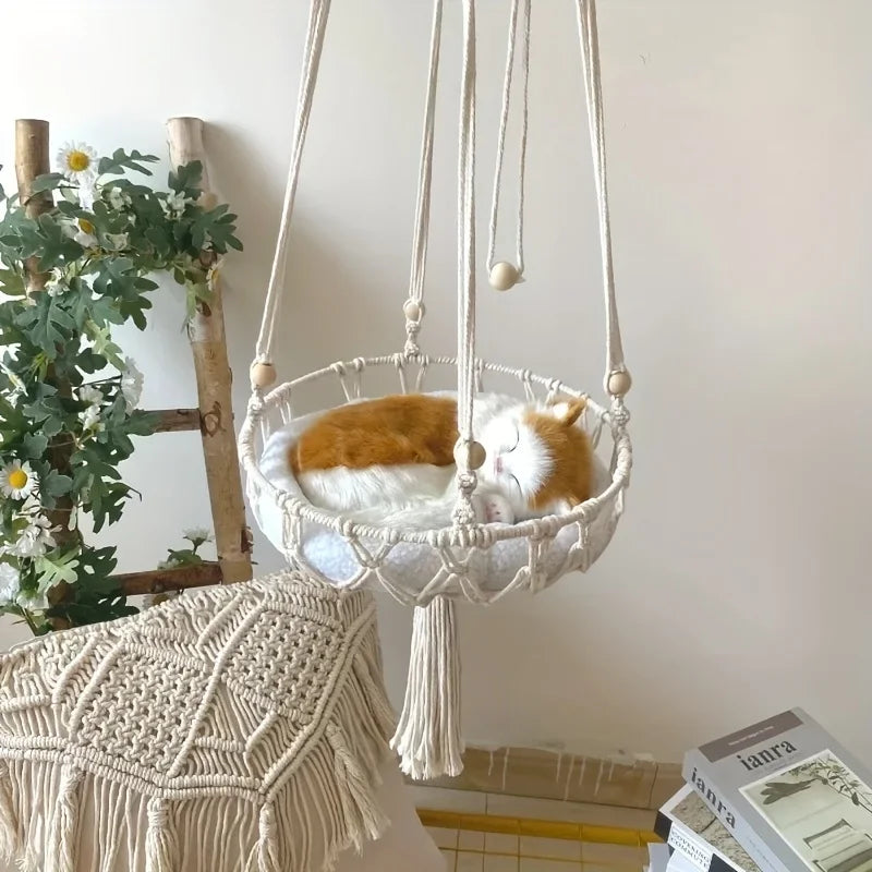 Extra Large Hand-woven Cotton Rope Cat Hammock Fits 2 Cats | 24-hour Shipping