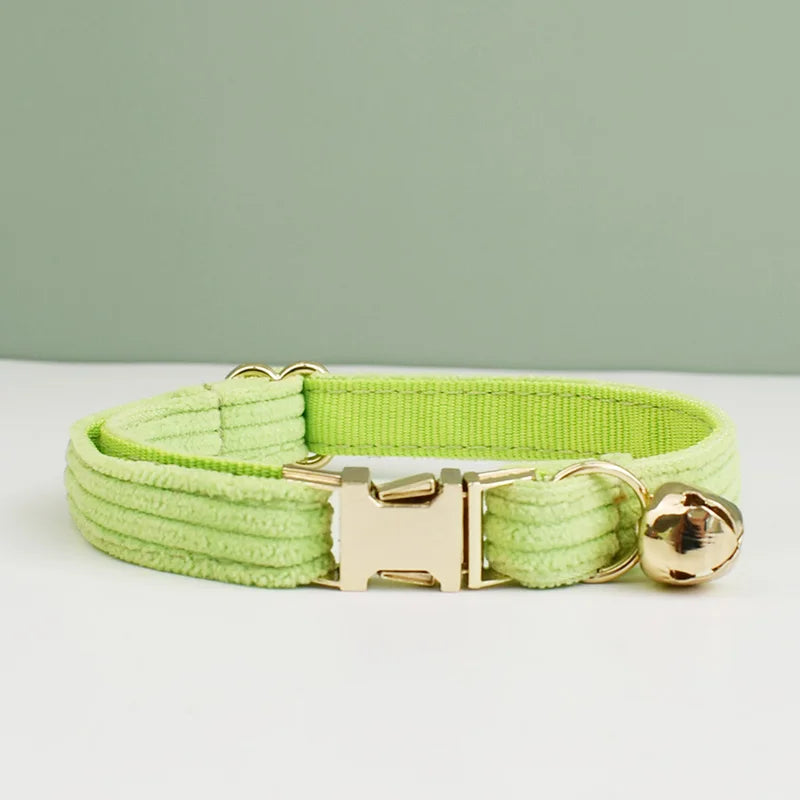 Corduroy Cat Collar with Name Plate Bell Bow Tie Personalized