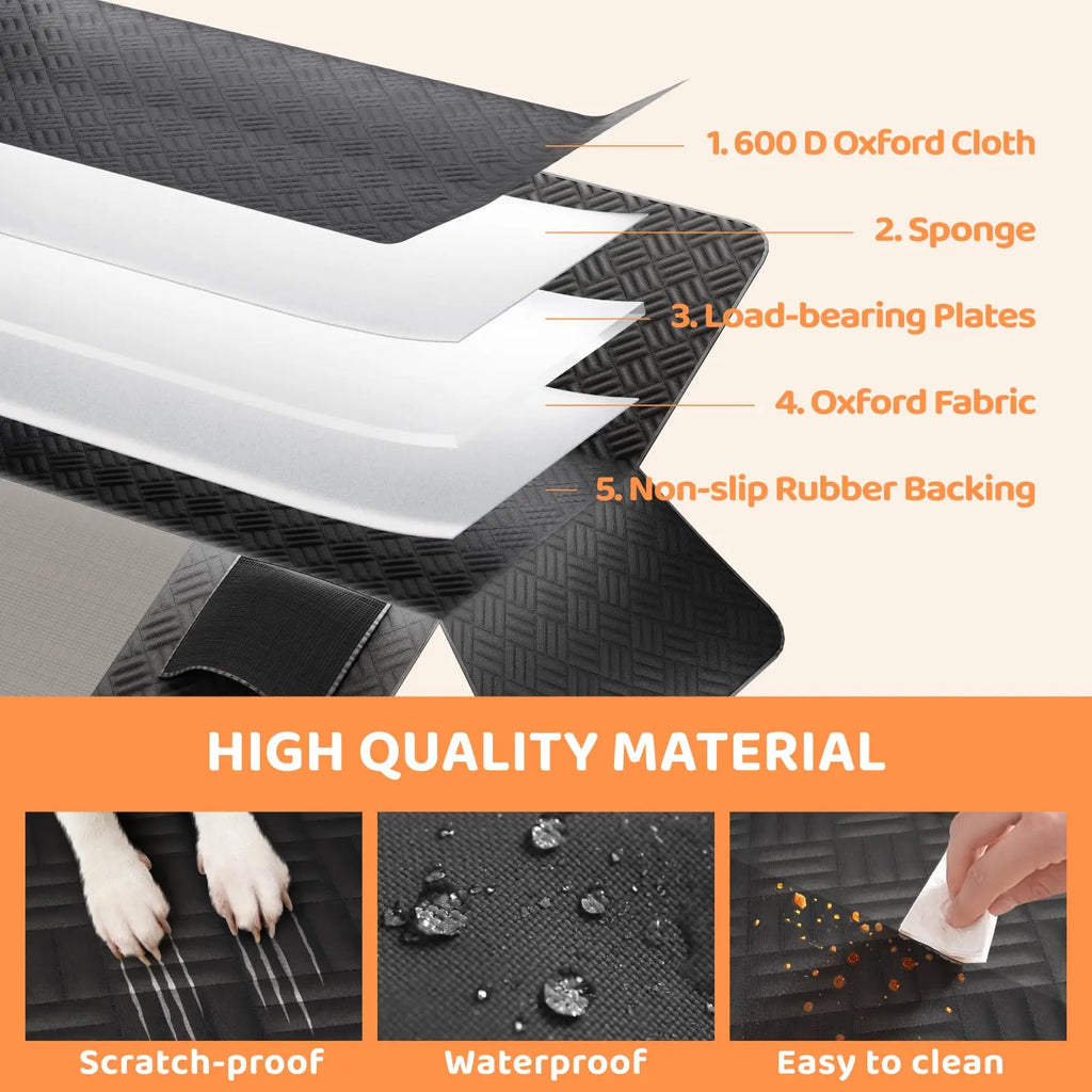 Car Rear Seat Dog Seat Cover, Hard Bottom Rear Seat Extender, Load-Bearing 400 Pounds,
