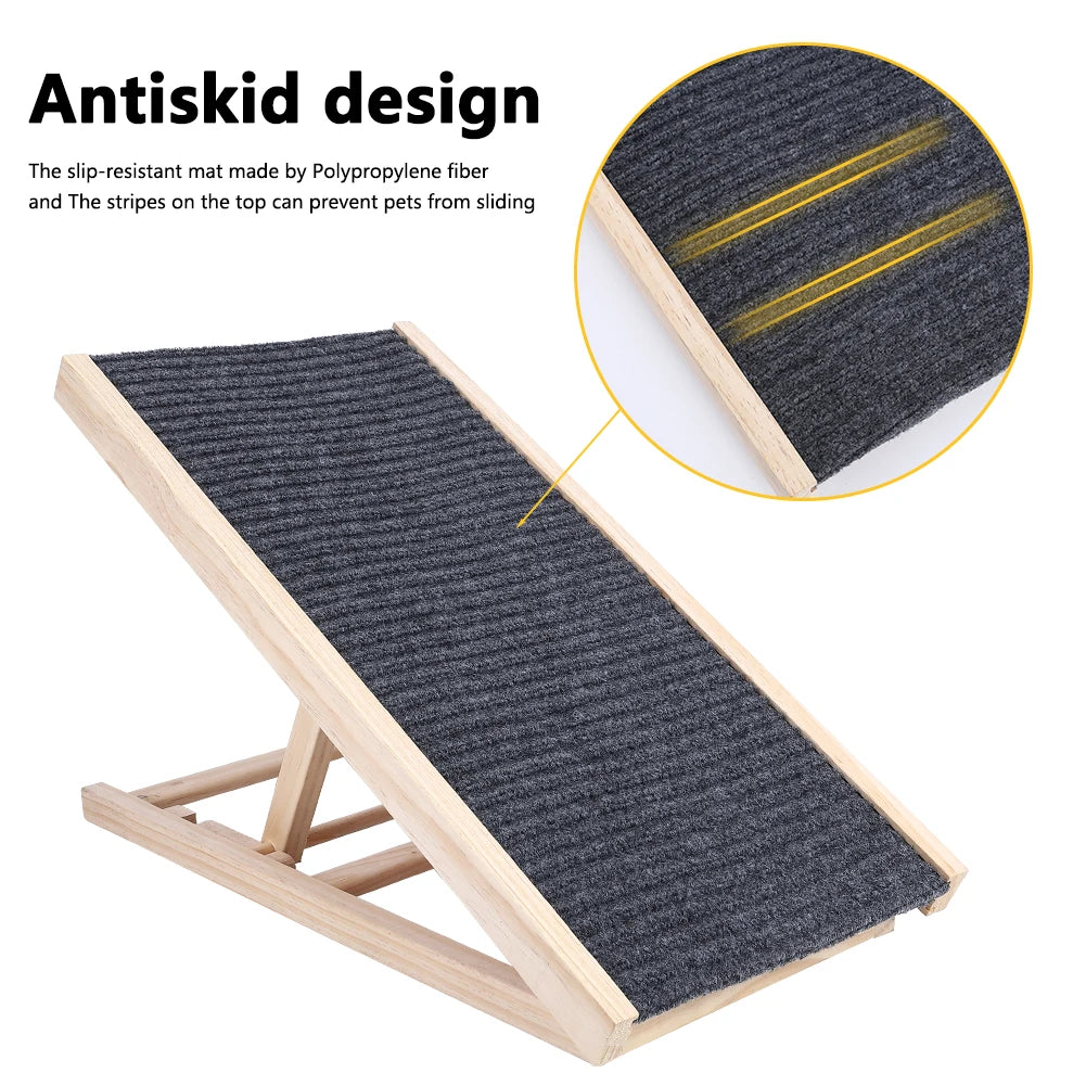 Pet Ramp Ladder Natural Pine Wooden Lightweight Folding