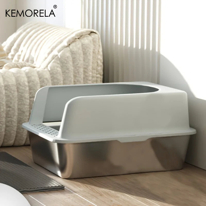 XL 60/50CM Stainless Steel Litter Box With Lid For Large and Small Cats