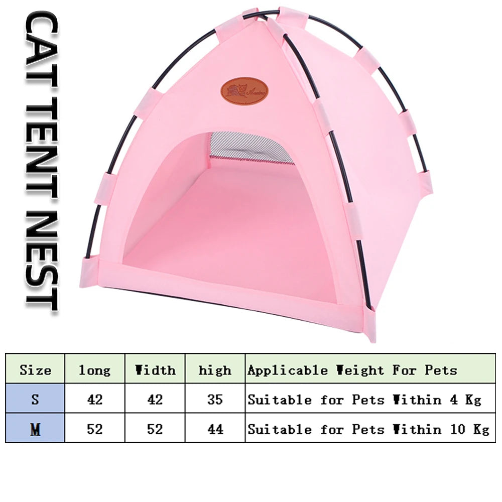 Foldable Pet Tent Bed Cats House Warm Cushions Four Seasons Universal Cat and Dog Pets Nest Cool Mat Outdoor Portable Breathable