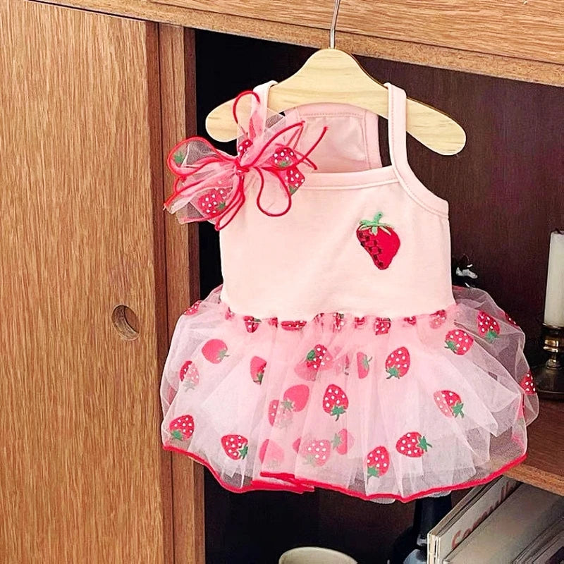 Princess Mesh Puppy Dog Summer Dress Bow Lace