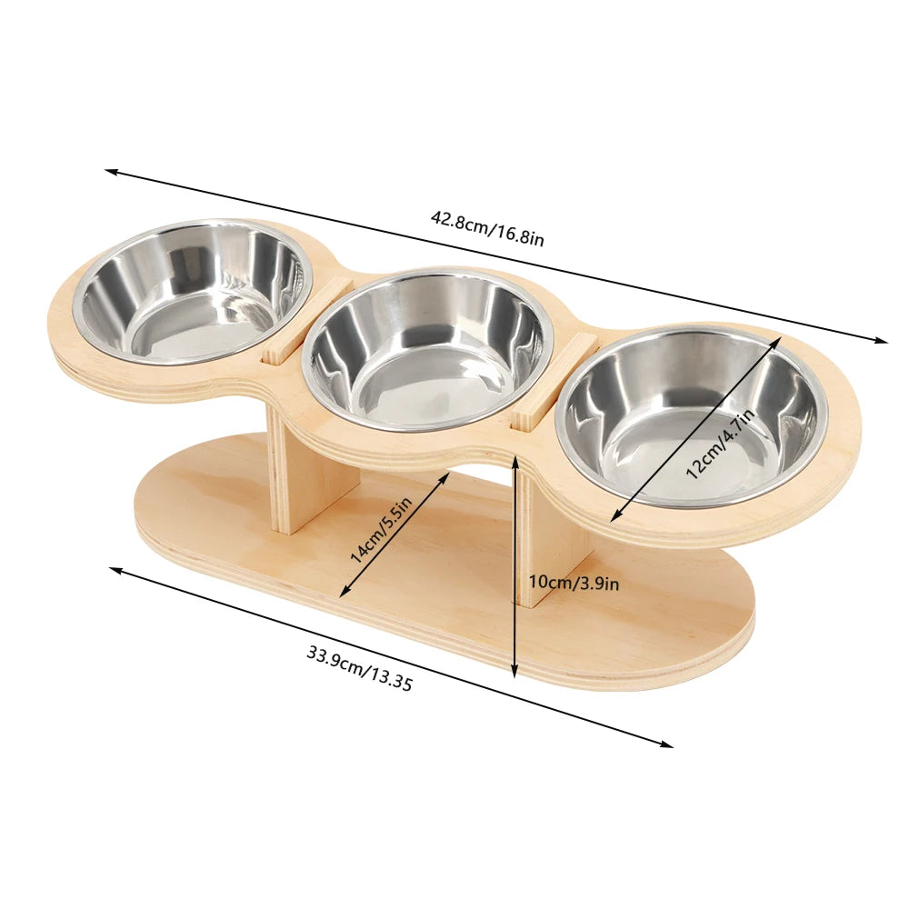Cat 3 Bowls in 1 Feeder Feeding & Watering Supplies Food Bowl 15-Degree Tilt Raised