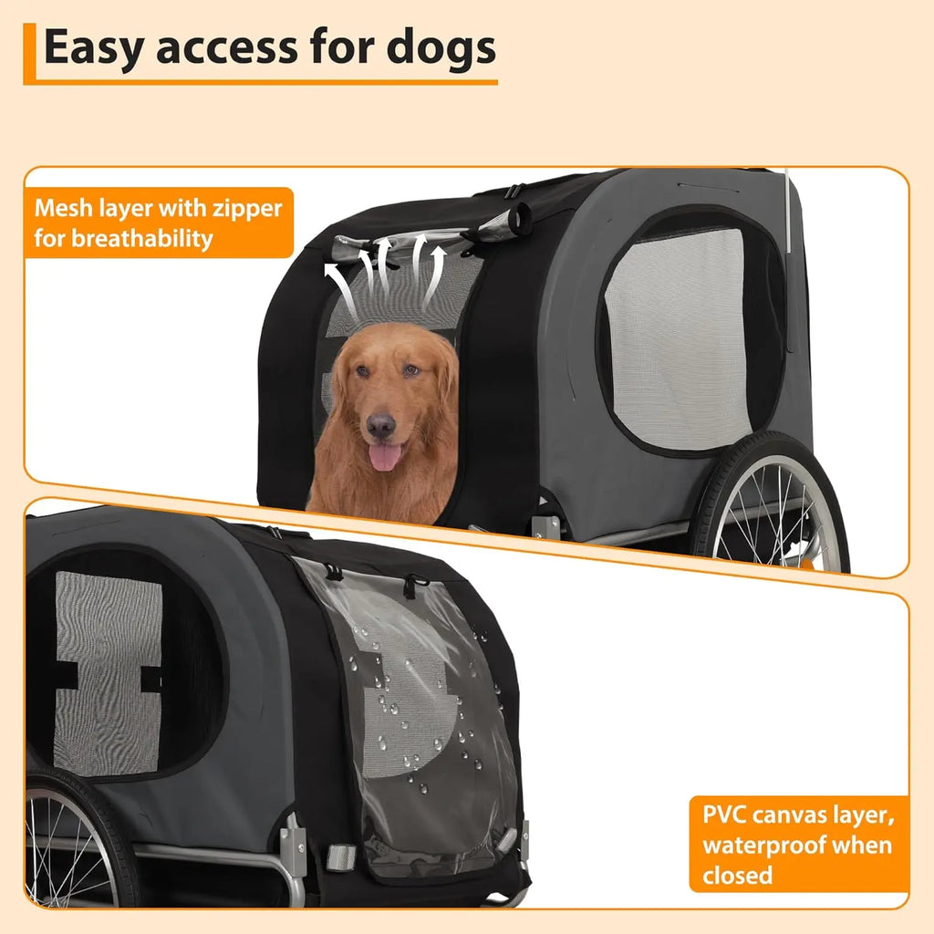Steel Dog Bike Trailer Folding Pet Cart Bicycle Carrier Max 40kg
