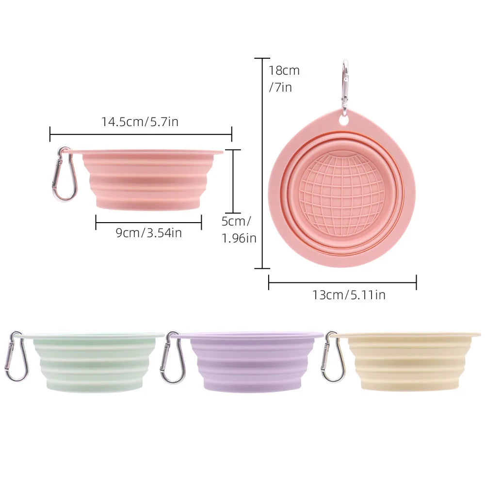- Pet Travel Water & Food Bowl Collapsible Feeding Dish for Dogs Outdoor Camping Hiking