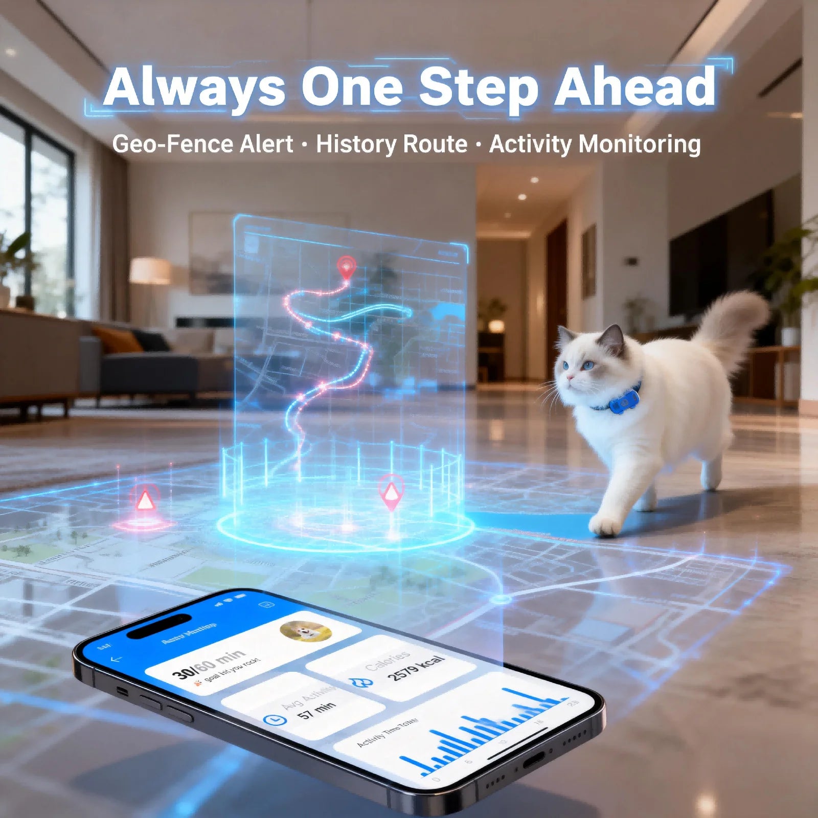 4G GPS Cat Dog Tracker SIM, Wifi  Home Mode, Geo-Fence Alert