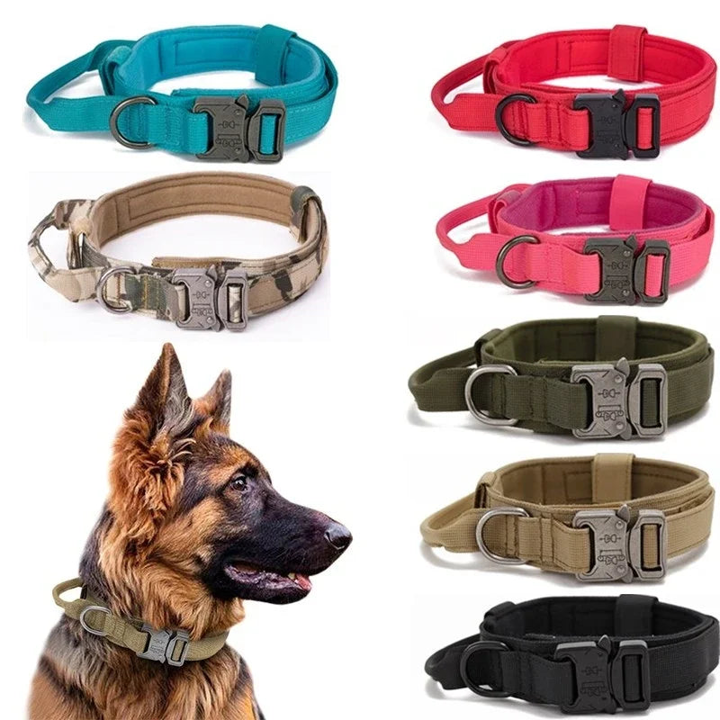 Durable Tactical Dog Collar Leash Set Adjustable Medium Large Dog