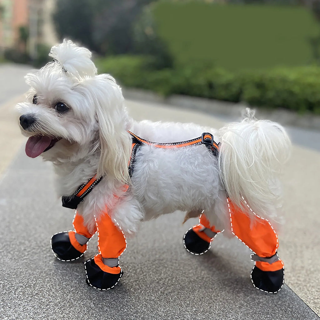 Water Proof Dog Shoes With Suspenders Slip Reflective Bootsl