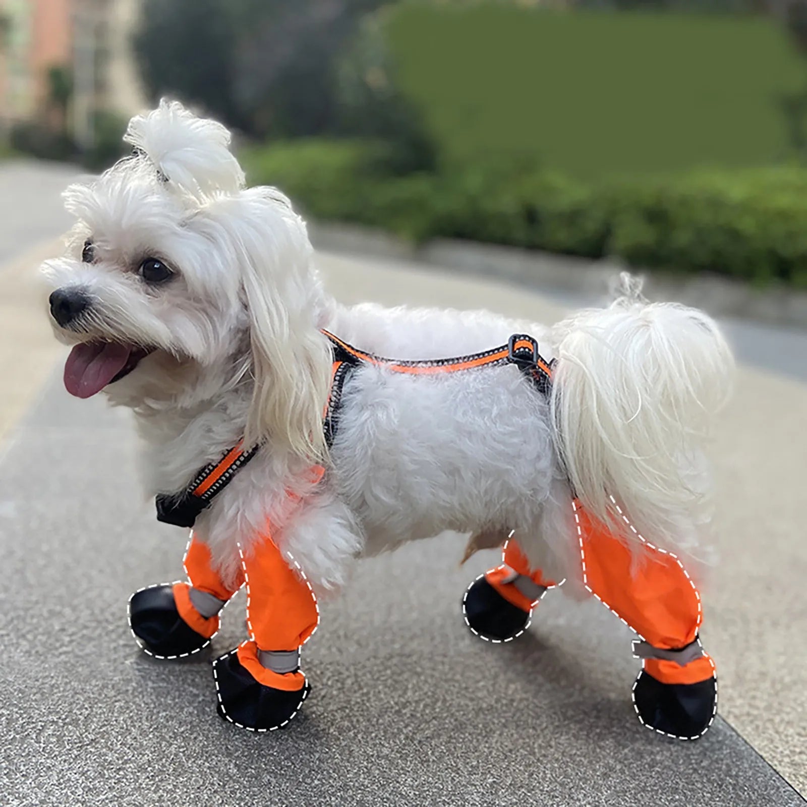 Water Proof Dog Shoes With Suspenders Slip Reflective Bootsl
