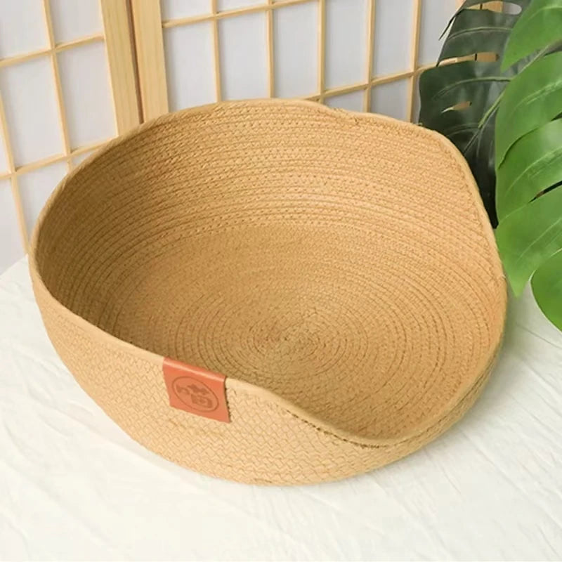 Pet Bed Kennel for Cat Puppy Dog Beds Sofa Handmade Bamboo Weaving Cat Cozy Nest Pet Accessaries