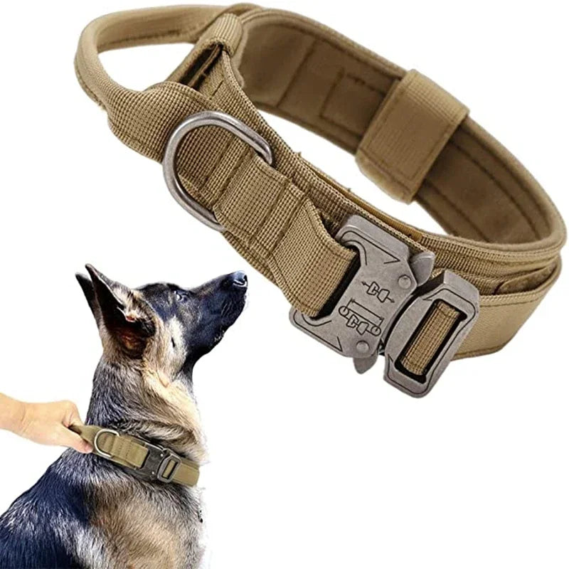 Durable Tactical Dog Collar Leash Set Adjustable Medium Large Dog