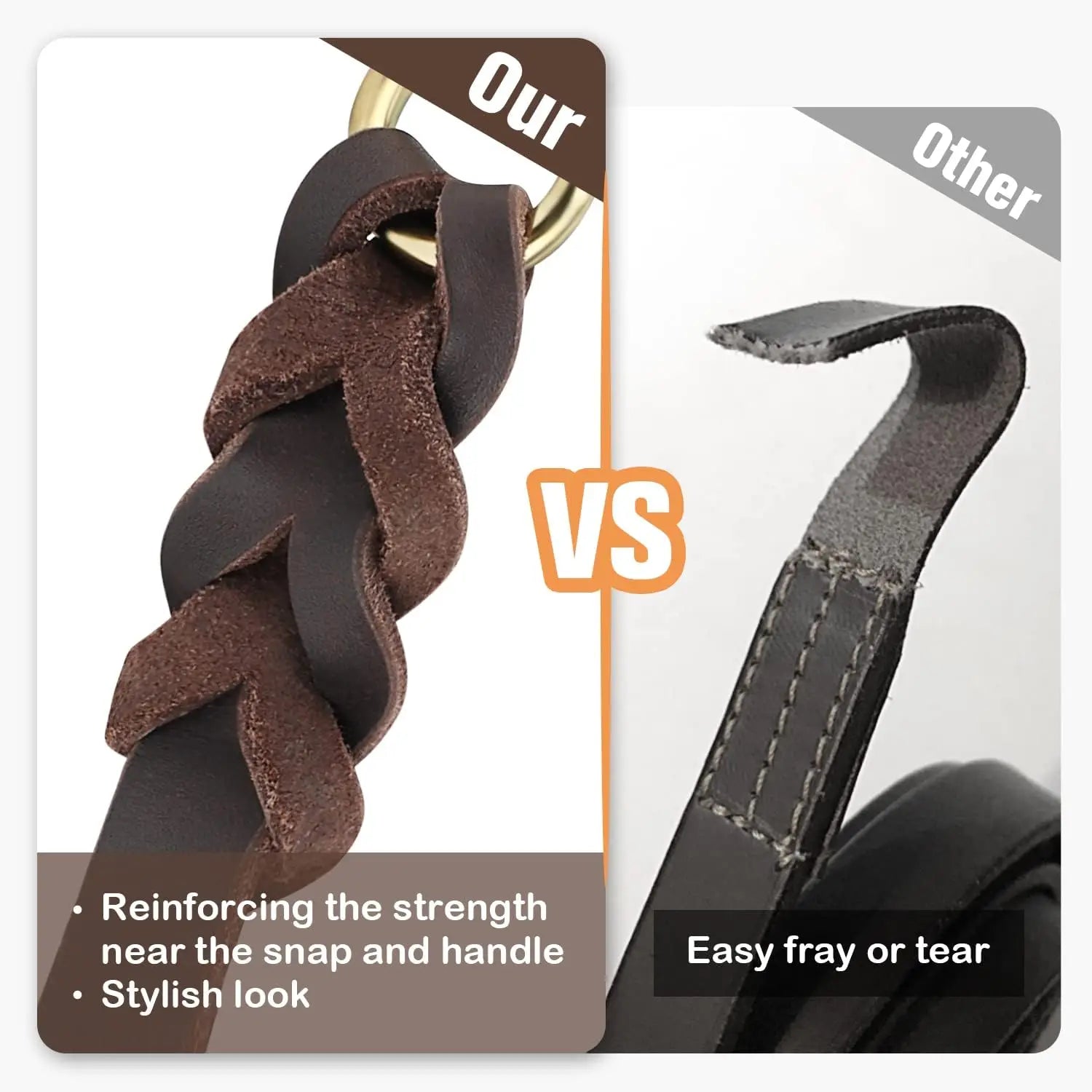 Leather Dog Leash, Heavy Duty Genuine Leather Braided Dog Leashes