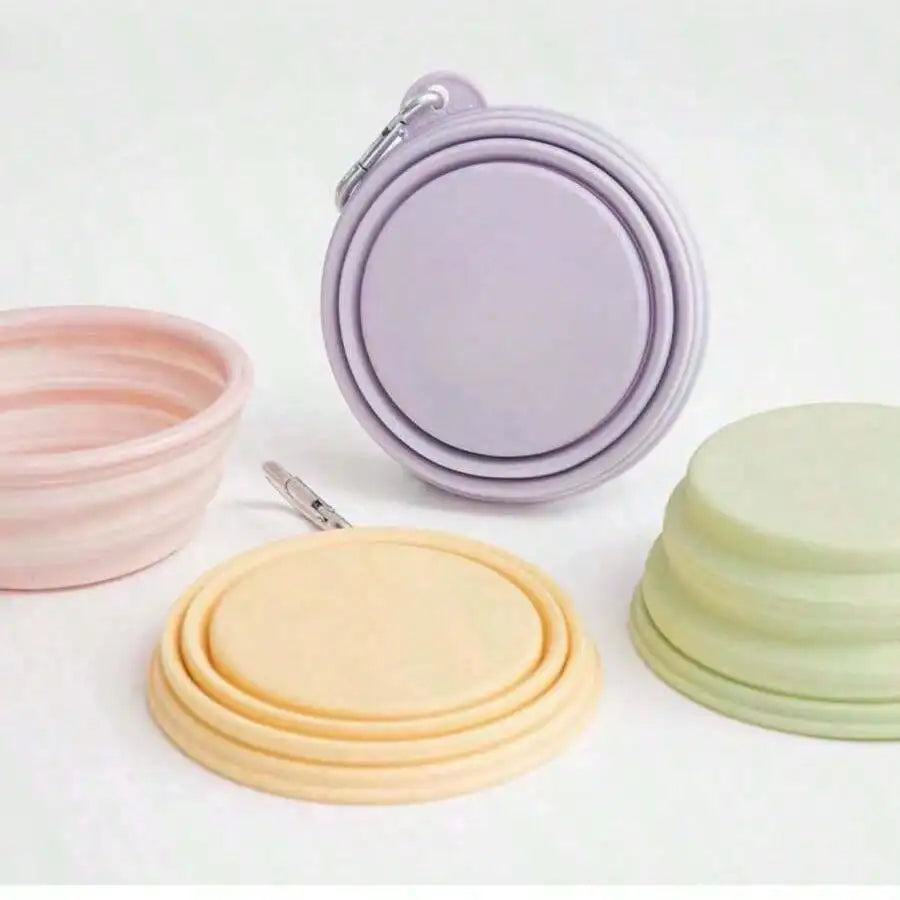 350ml  Pet Outing Portable Foldable Dog Cat Food Bowl  Carabiner