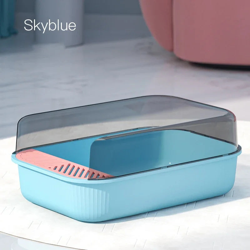 Large Capacity Cat Litter Box Semi-closed Anti Splash Cat Tray