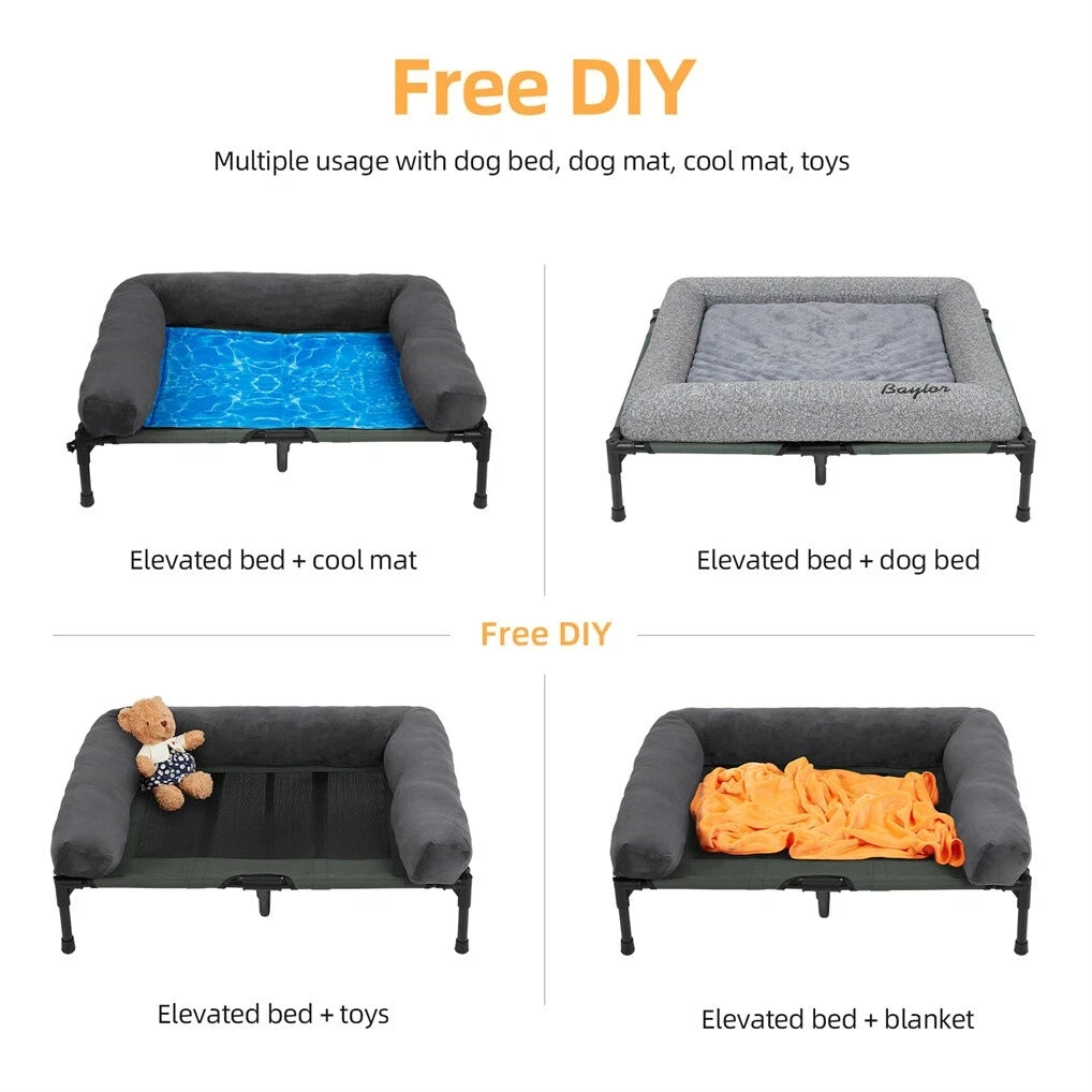 Cooling Elevated Dog Bed for any size Dogs, Indoor & Outdoor Raised Warm Bed