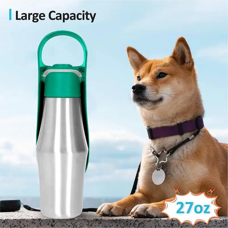 Dog Water Bottle 27oz Stainless Steel Travel Water Dispenser