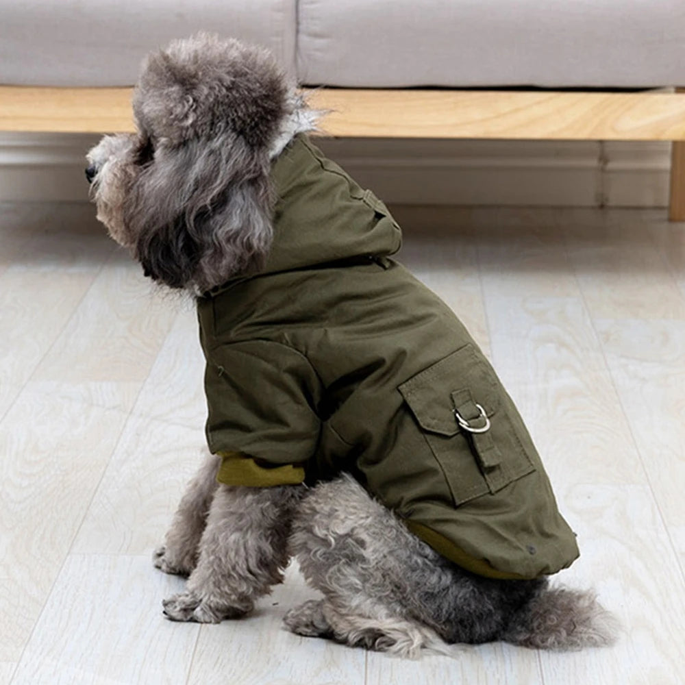 Dog Jacket With Harness Winter Hiking Coat Hoodie Vest Windproof Outdoor Jacket