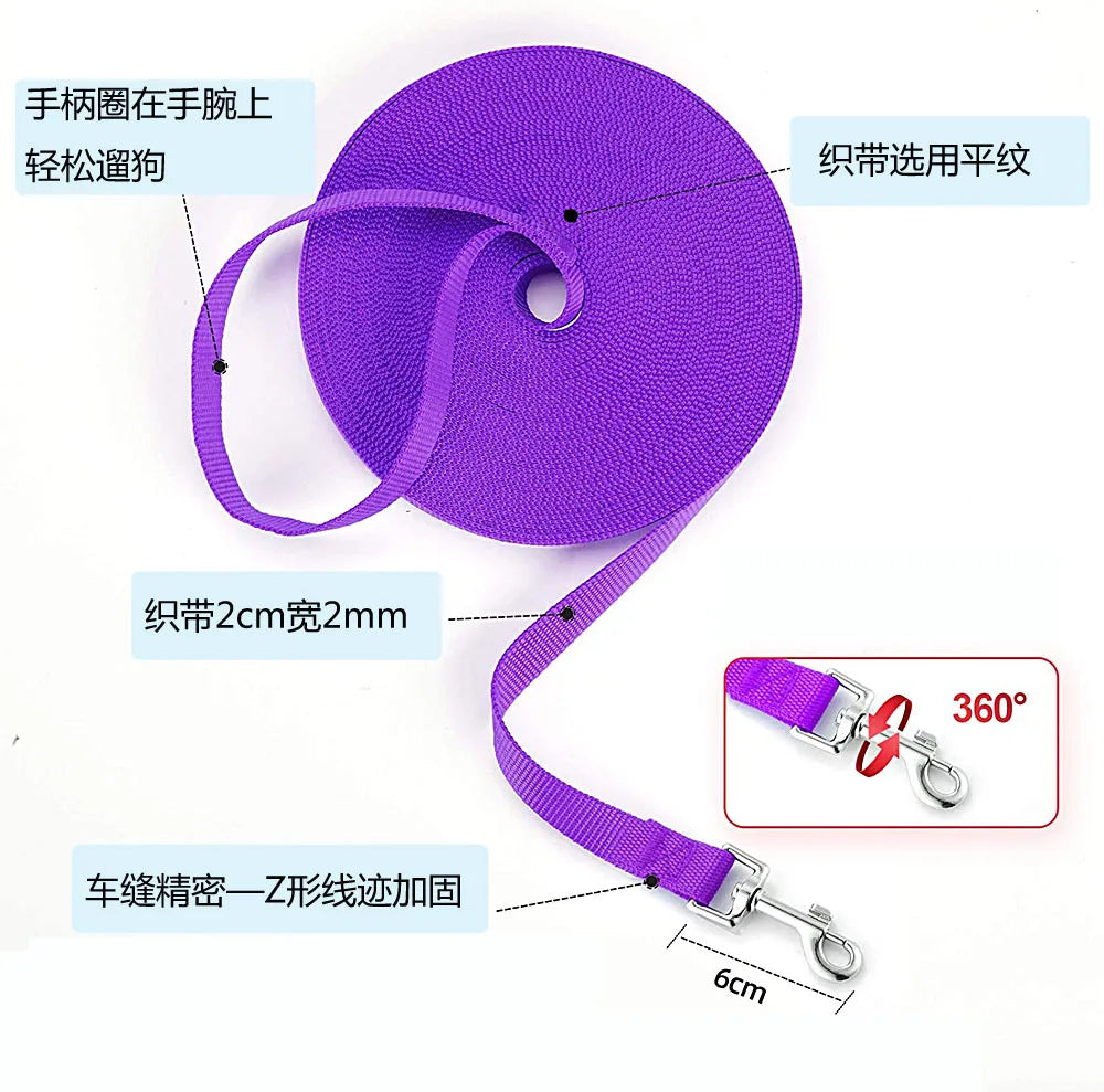 Pet Leash 3M 6M 10M 20M 50M Dog Puppy Obedience Recall Training Agility Lead Training Leash for Training Play Camping Backyard
