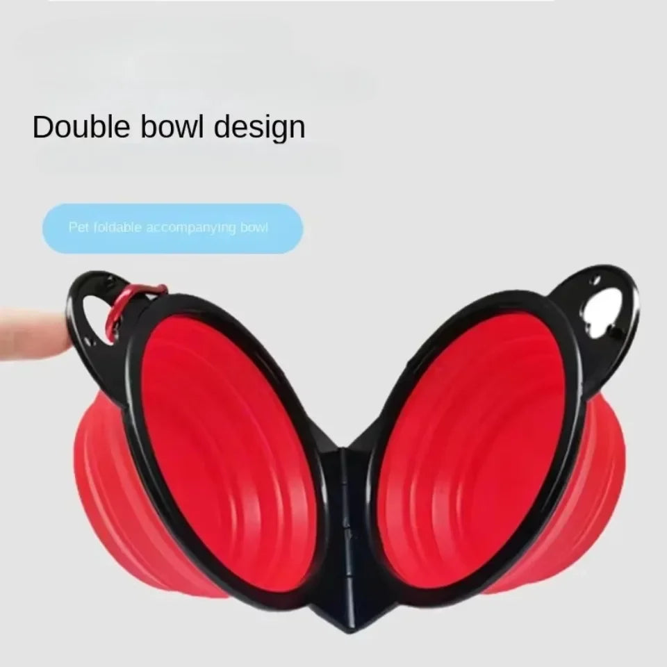 1-piece 2-in-1 Foldable Feeding Bowl Dog Cat Drinking Bowl
