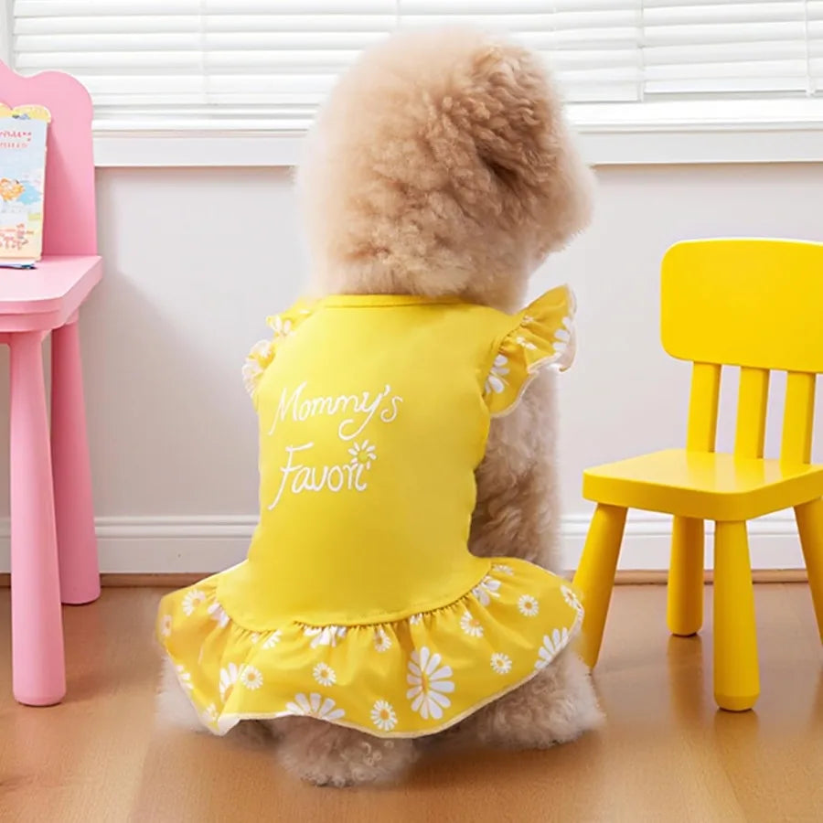 4 Pieces Colorful Flower Dresses for Small Female Dogs Fashionable Apparel