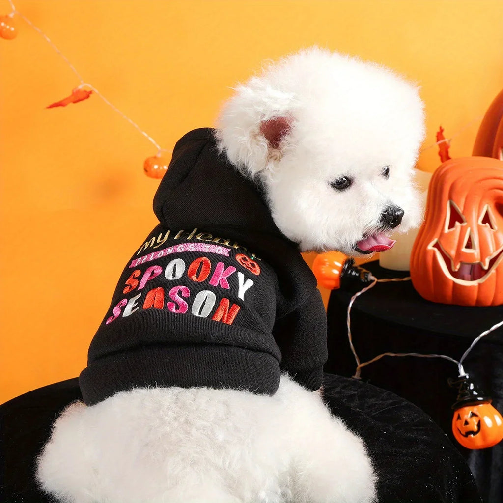 Halloween Sweater Dog Cat Black Funny Hooded Open Button Jacket