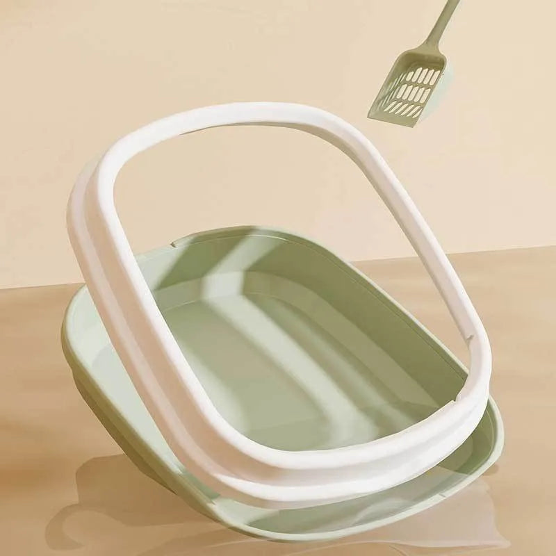 Oval Kitten Litter Box with High Walls - Anti-Scatter Tray for Baby Cats