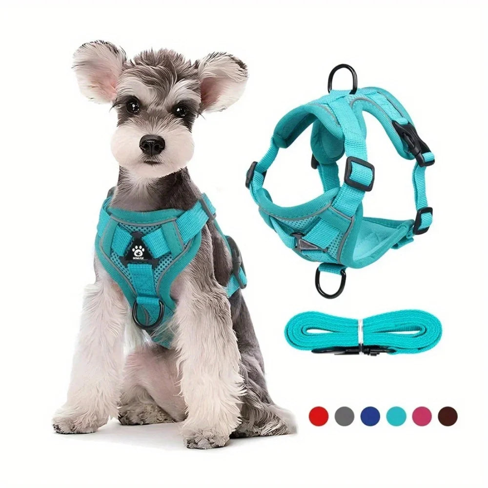 No Pull Harness and Leash Set Adjustable for Small Dogs Cats Reflective.