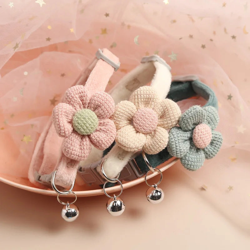 1Pc Cat Collar with Cute Flower  Adjustable Buckle