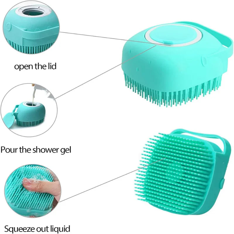 Pet Bathing Brush Soft Silicone Massager Shower Gel Bathing Brush Cleaner