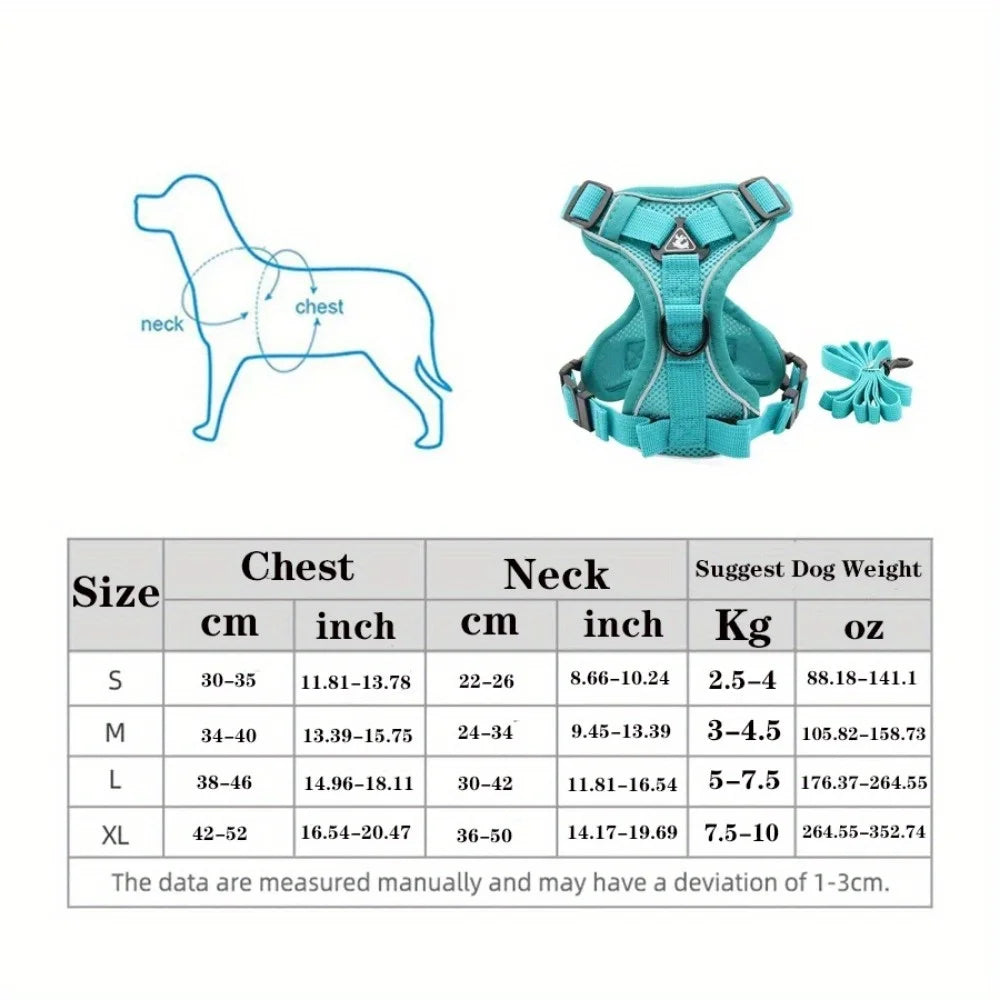 No Pull Harness and Leash Set Adjustable for Small Dogs Cats Reflective.