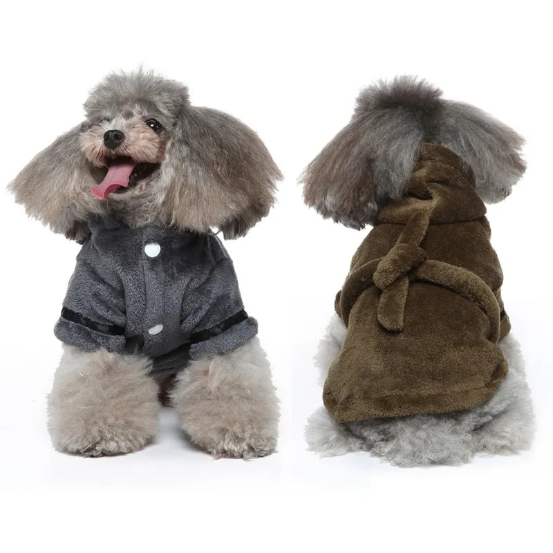 Bathrobe with Hooded Dog Pajamas Bath Drying Towel Clothes