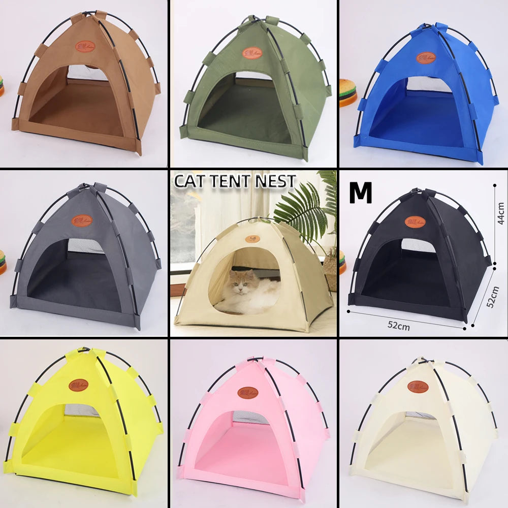 Foldable Pet Tent Bed Cats House Warm Cushions Four Seasons Universal Cat and Dog Pets Nest Cool Mat Outdoor Portable Breathable