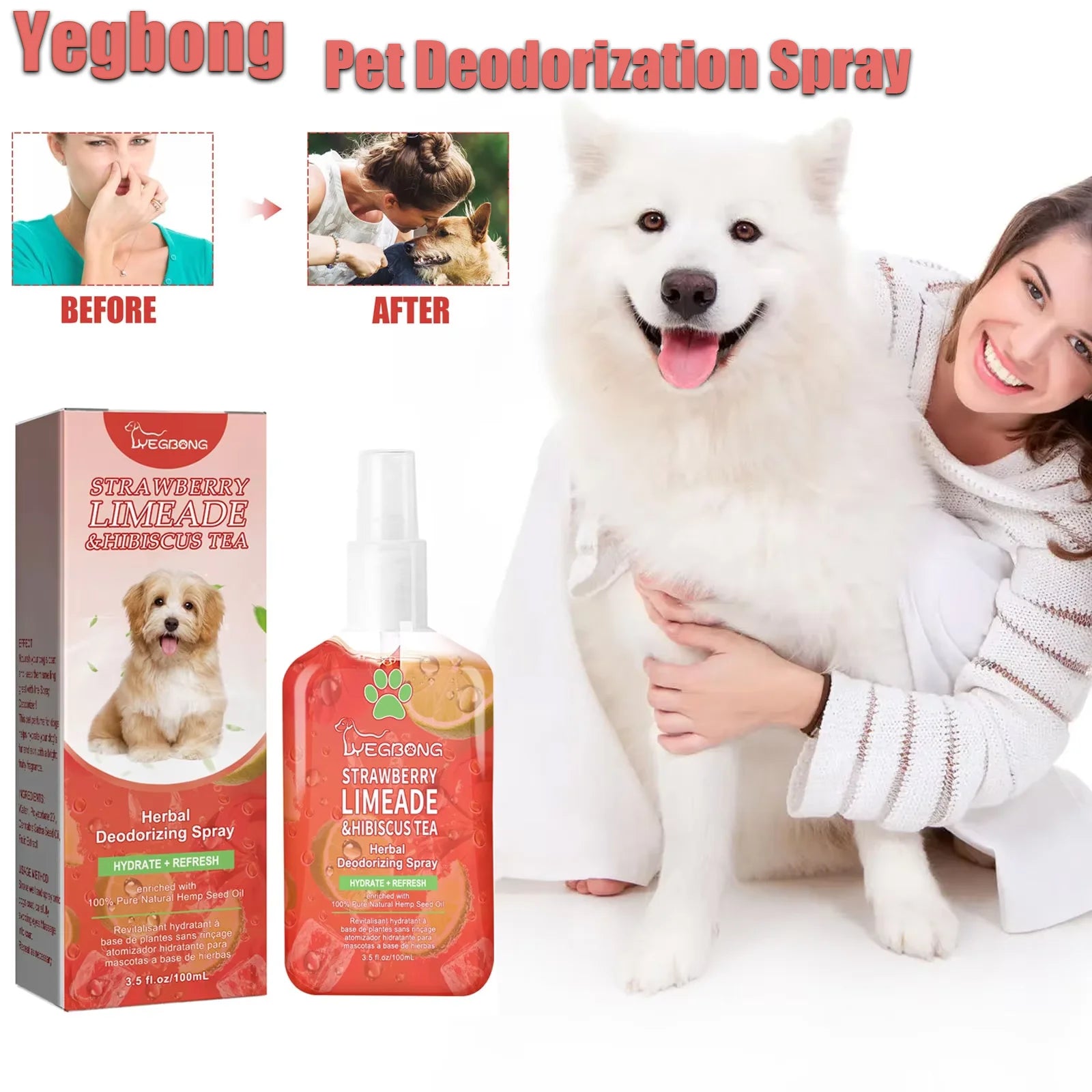 Pet Odor Eliminator Spray - Long-Lasting Deodorant for Dogs & Cats Liquid Fragrance Body