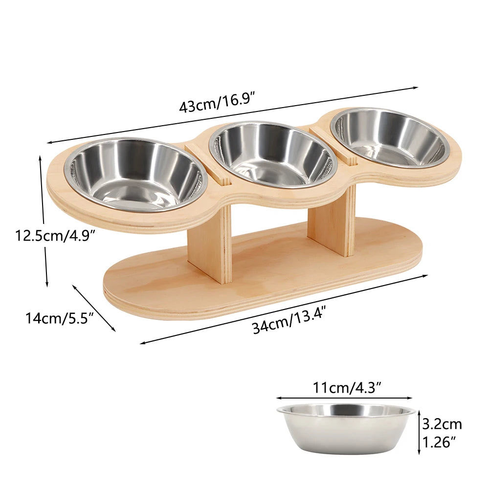 Cat 3 Bowls in 1 Feeder Feeding & Watering Supplies Food Bowl 15-Degree Tilt Raised