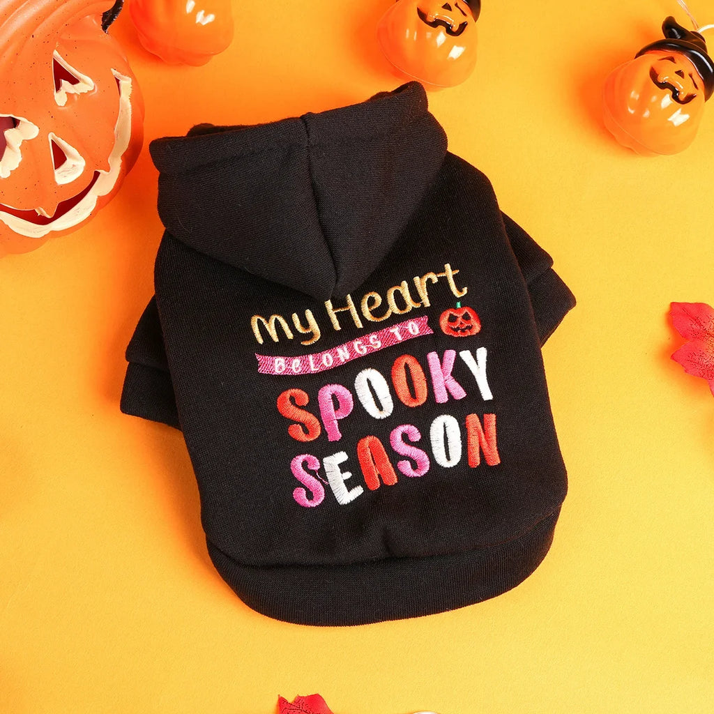 Halloween Sweater Dog Cat Black Funny Hooded Open Button Jacket