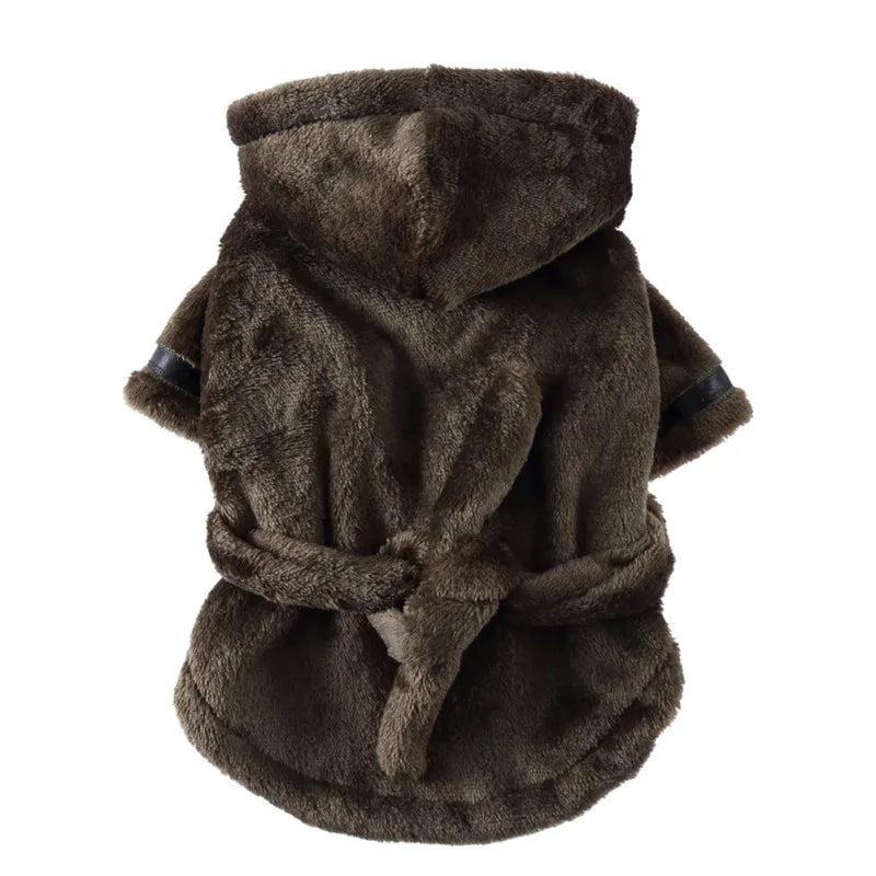 Bathrobe with Hooded Dog Pajamas Bath Drying Towel Clothes